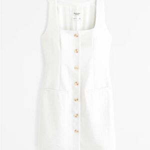 White A&F Mara Squareneck Linen-Blend Vest Mini Dress